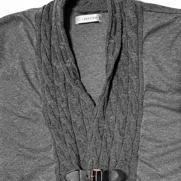 Women's Cardigan Sweater - Large - Lightweight Cable Knit Open Front Shawl Neck - Picture 5 of 5